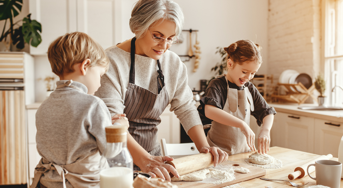 Grandkids baking with Grandma