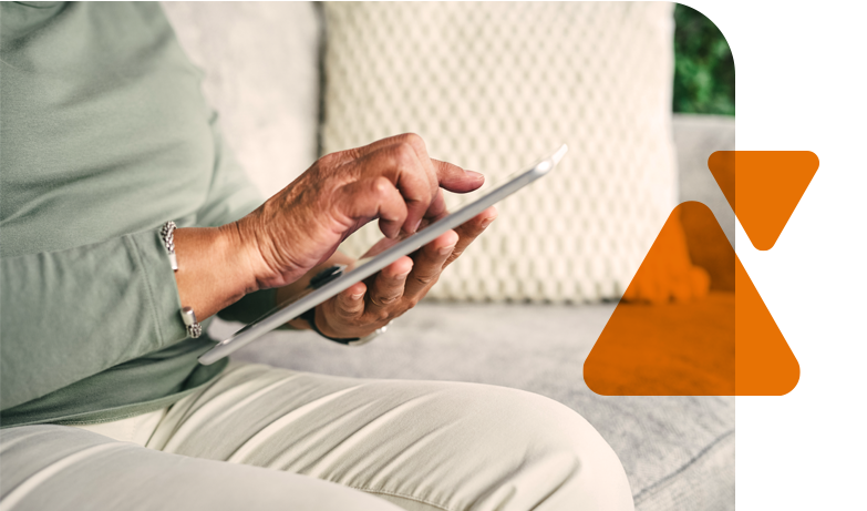 Infusion patient using a tablet at home