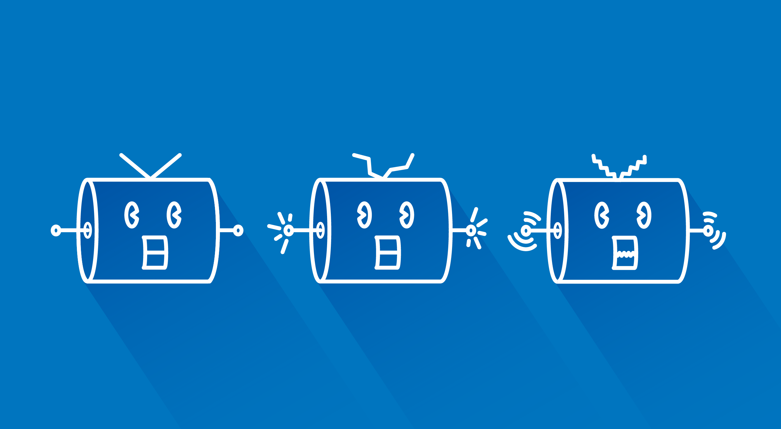 Blue image with three robots